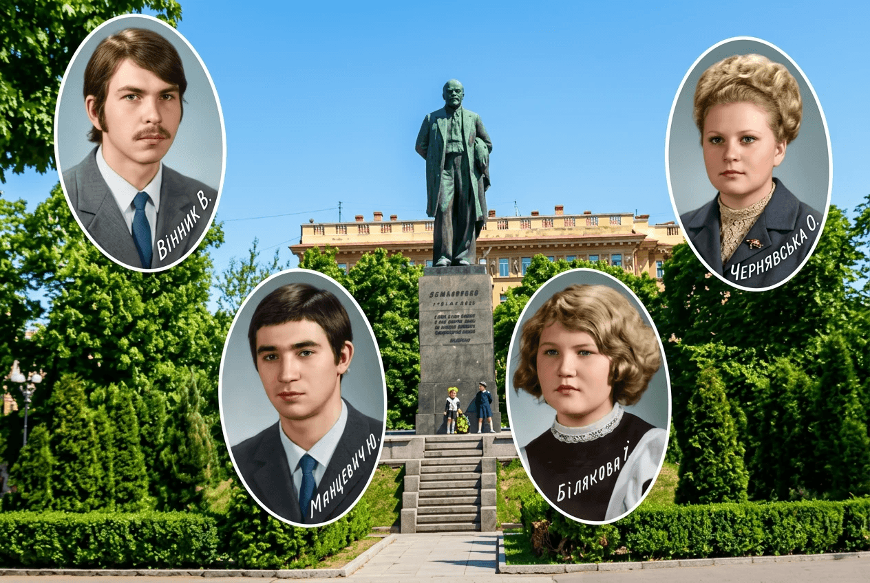 Винник Володя, Манцевич Юра, Чернявская Лена, Белякова Ира